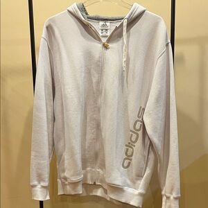 adidas vintage y2k White classic hoodie zip up